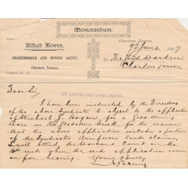 Alfred Bowry Letterhead, 1897