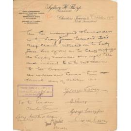 Sydney H Thorp Letterhead, 1910