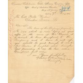 Craven’s Caledonian Gold Mining Company Letterhead, 1888