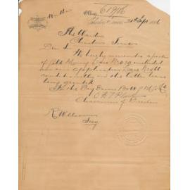 Day Dawn Block and Wyndham Gold Mining Company Letterhead, 1886