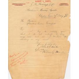 Albert Harte Letterhead, 1900