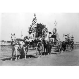 Decorated wagons in a Procession