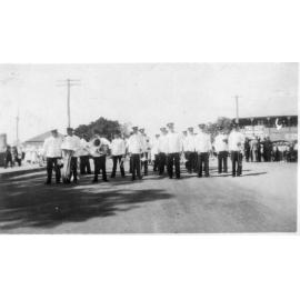 Concert Band in Gill Street in Front of Sunburst Hotel on Coronation Day, 1953