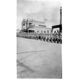 Military Procession down Mosman Street in Front of Alan B Bright Building