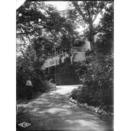 Thornburgh House and Gardens with an Unknown Man in the Driveway