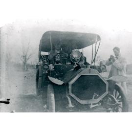 Three Men, one possibly Horace Theodore Wooster, with Motor Vehicle