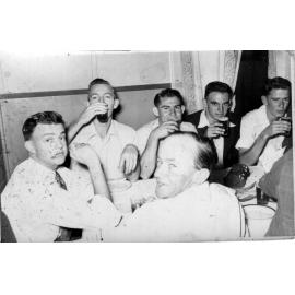 Six men drinking at Jones Hotel with Ken Sellars
