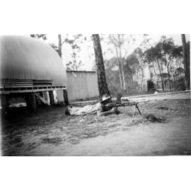 Ken Sellars with No 1 Bren Gun, National Service WACOL 1951