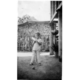 Ken Sellars Playing Backyard Cricket, aged 3 years