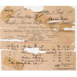Burns, Philp & Co receipt 11 Jan 1898